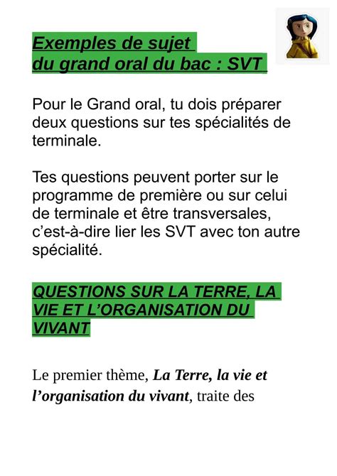 tnsvt|Grand oral : 30 questions et sujets pour la spécialité SVT.